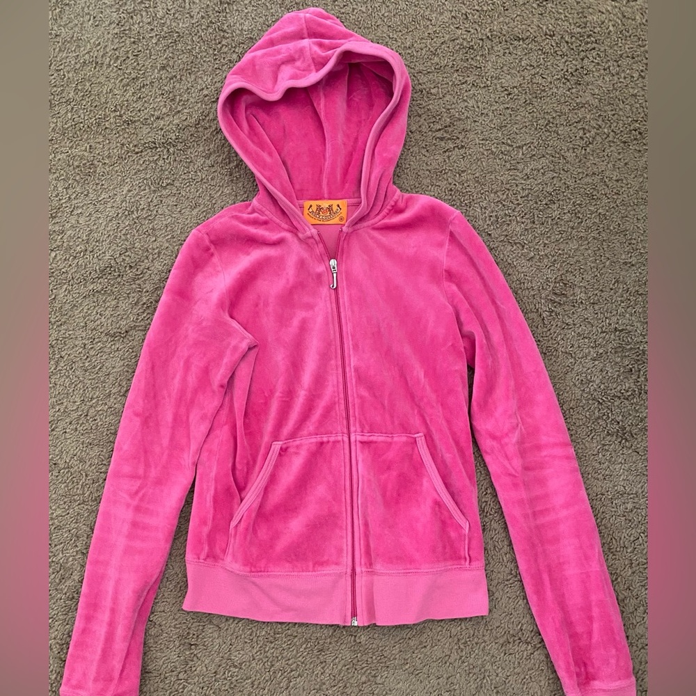 Juicy Couture pink track suit jacket. Rhinestone princess crown on the back.